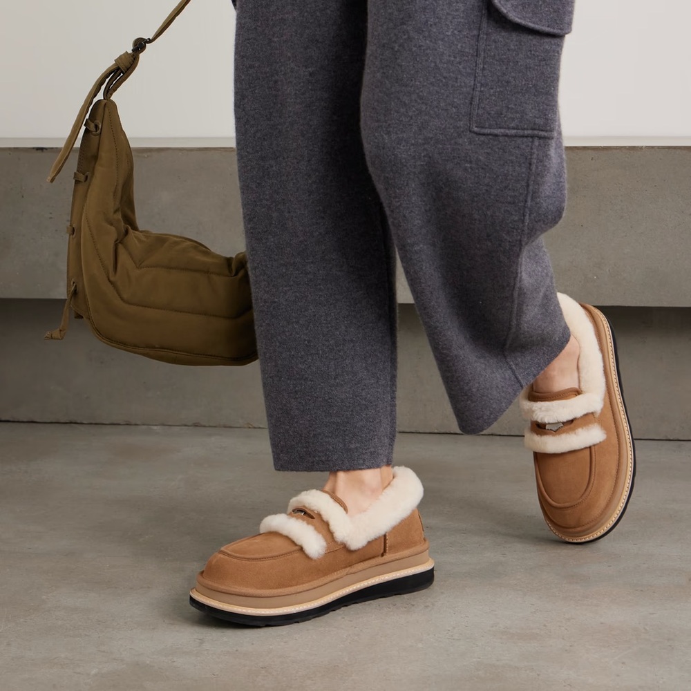 UGG x SACAI Tan Shearling Loafers - Chestnut